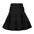thumbnail image 3 of RUTAYY Women Men's Scottish Festival Fashion Scottish Style Plaid Color Contrasting Pocket Pleated Skirt Solid Color Flowy Swing Skirts, 3 of 4