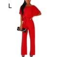 thumbnail image 4 of Sonducket Mono de cintura alta para mujer, mono para oficina, vacaciones en la playa, mono con cinturón, mono elegante, ropa femenina conjuntos de ropa Rojo L, 4 of 6