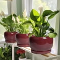 thumbnail image 6 of Ordivic 6 inch Glossy Red Ceramic Planter with Saucer & Drainage Hole, Small Tall Ceramic Planter for Snake Plants Office Home Decor, 6 of 6