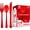 Red Clear, variant on 150 Pack Plastic Silverware,Disposable Cutlery Set Heavy Duty Utensil Sets 50 Forks 50 Knives 50 Spoons for Brithday, Wedding,Home School Party Picnics Restaurant Outdoor Events (Red Clear)