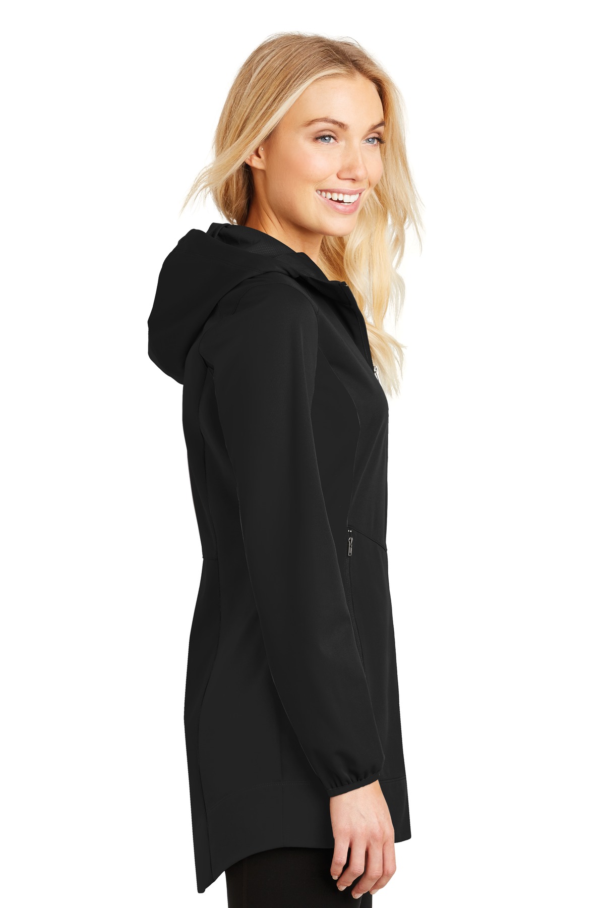 Port Authority Ladies Active Hooded Soft Shell Jacket-XS (Deep Black) - image 3 of 6
