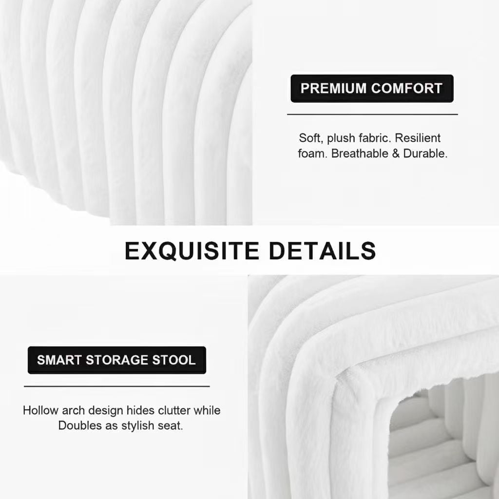 Howcool Corduroy Ottomans Bench with Cat Hideaway, 33"L Plush Upholstered Bench Ideal for Blanket Storage for Living Room & Bedroom