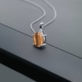 thumbnail image 3 of Gem Stone King 4.02 Ct Oval Brown Tiger Eye White Diamond 14K White Gold Pendant with Chain, 3 of 4