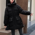 thumbnail image 3 of HTNBO Women's Hooded Warm Winter Coat Cotton Padded Down Quilted Thicken Puffer Jacket Drawstring Elastic Waist Parka Outwear, 3 of 7