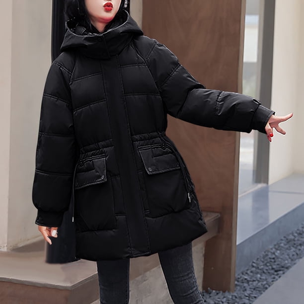 Parkas de manga larga para mujer, abrigo cálido con bolsillo, chaqueta larga de invierno, parkas de plumón para mujer