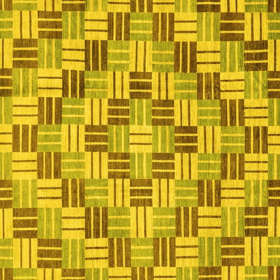 Ahgly Company Indoor Square Abstract Yellow Modern Area Rugs, 4' Square