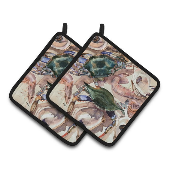 Carolines Treasures 8618PTHD Crab Pair of Pot Holders , 7.5HX7.5W, multicolor