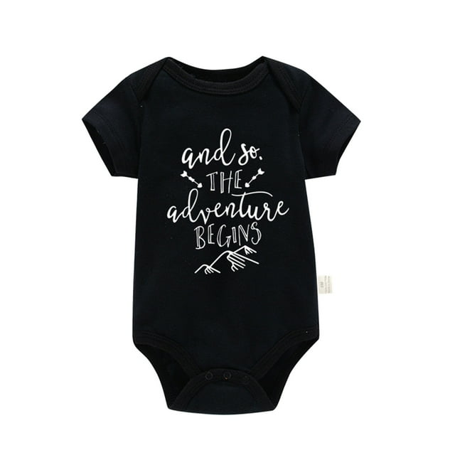 Gibobby Mameluco para niña Mono de manga corta con estampado de para niños y niñas, ropa para recién nacidos(Negro, 6-9 Meses)