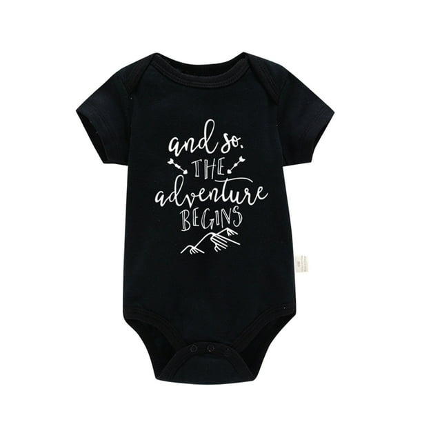 Gibobby Mameluco para niña Mono de manga corta con estampado de para niños y niñas, ropa para recién nacidos(Negro, 3-6 Meses)