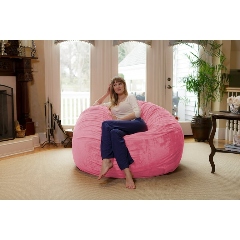チルサック(Chill Sack) ビーズクッション　ピンク Chill Sack Bean Bag Chair, Memory Foam with Ultra Fur Cover