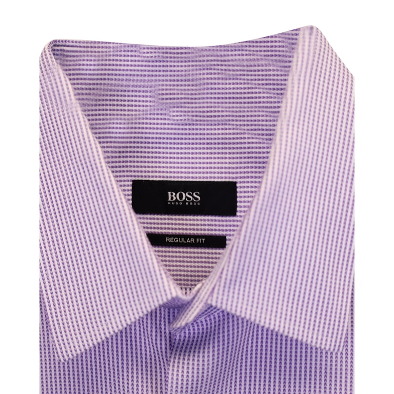 hugo boss purple dress shirt Pre-Owned Boss By Hugo Boss Printed Dress Shirt in Purple Cotton