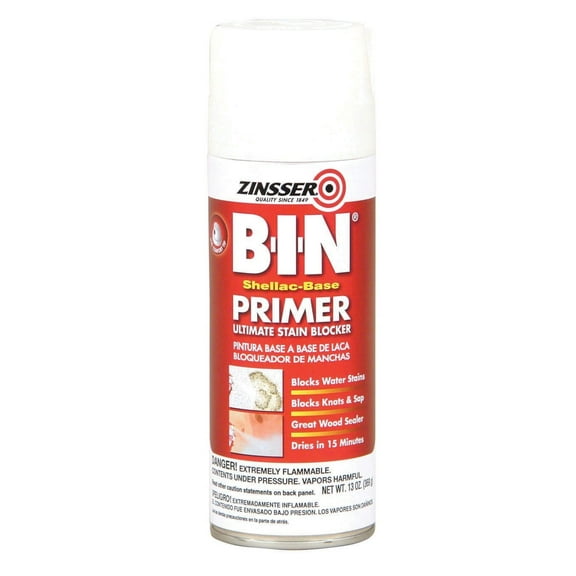 Rust-Oleum 1008 White Zinsser B-I-N Shellac-Base Primer, 13 oz. Aerosol Spray Can Pack of 6