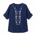 thumbnail image 4 of Shihyeh Embroidered Linen Shirts for Women Boho Gauze Cotton Linen Tops Peasant Tunic Blouse, 4 of 6