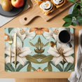 thumbnail image 2 of Lily Floral Placemats Set of 8 Botanical Garden Watercolor Wildflowers Place Mats Indoor Wipeable Table Mats Washable Cloth Dining Table Placemats for Kitchen Holiday Party Home Decor 13x19 Inch, 2 of 9