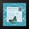 thumbnail image 2 of De Lauzun, Marion 20x20 Black Modern Framed Museum Art Print Titled - Butterfly Carte Postale Blue, 2 of 5