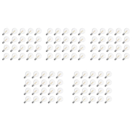 100 Pcs G40 LED Replacement Light Bulbs E12 Screw Base Shatterproof LED Globe Bulbs for Solar String Lights Warm,100 * G40 light bulbs,Clear