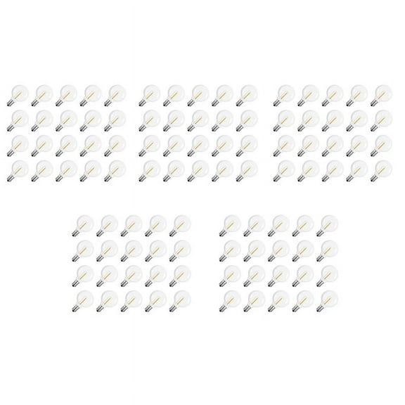 100 Pcs G40 LED Replacement Light Bulbs E12 Screw Base Shatterproof LED Globe Bulbs for Solar String Lights Warm,100 * G40 light bulbs,Clear