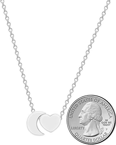 Soul Sister Necklace Jewelry Gifts , ''I Love You to the Moon and Back'' Heart Necklace, Friendship Best Friends Forever, BFF, Besties, Women, Teens, Girls (Silver) - image 3 of 5
