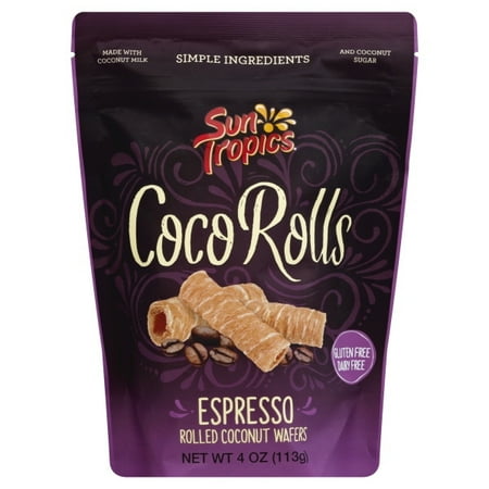 - Suntropics Coco Rolls Espresso Coconut Wafers, 4 oz