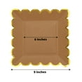 thumbnail image 3 of Efavormart 25 Pack | 9" Natural / Gold Scalloped Rim Square Paper Dinner Plates, Disposable Party Plates, 3 of 11