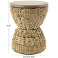 thumbnail image 3 of DecMode Rattan Handmade Woven Stool with Wood Tabletop and Black Frame, Brown, 3 of 8