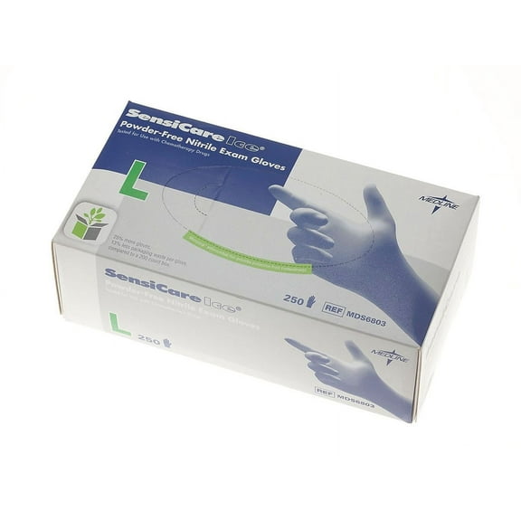 SensiCare Ice Blue Nitrile Exam Gloves Violet Blue, Large, 2500 Count