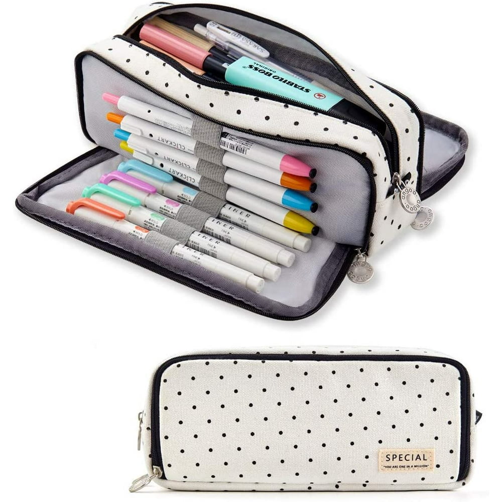 Pencil Case Big Capacity Handheld 3 Compartments Pencil Pouch Portable