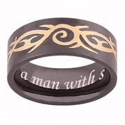 Personalized Planet Black and Gold Stainless Steel Men's Tribal Band