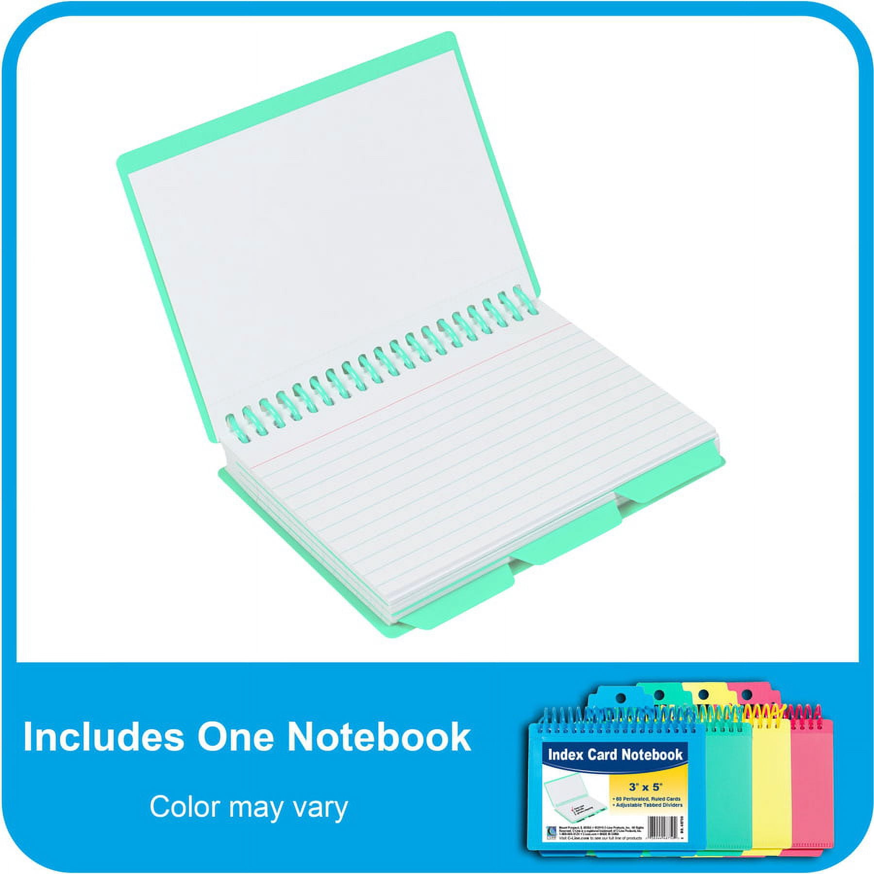 C-line Spiral Bound Index Card Notebook With Index Tabs - Assorted Tropic Tones Colors, 1/ea, 48750