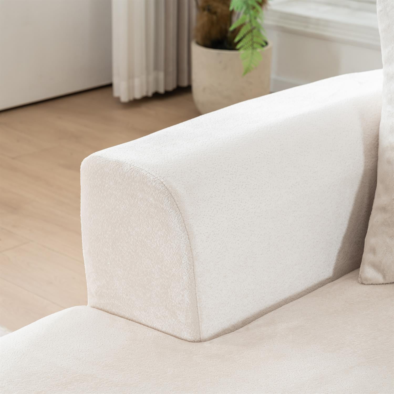 Demi Bonn 100" Modular L-Shape Sectional Sofa with Chaise, Corduroy Fabric, Plush Sponge Compression, Modern Sleeper Couch in Deep Seating for Living Room, Beige