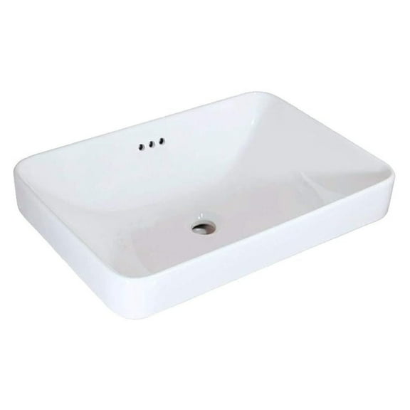 WZ6174 Rectangular Drop-in Bathroom Sink,Modern Design,Semi-recessed Vessel Basin With Overflow for Vanity Porcelain White