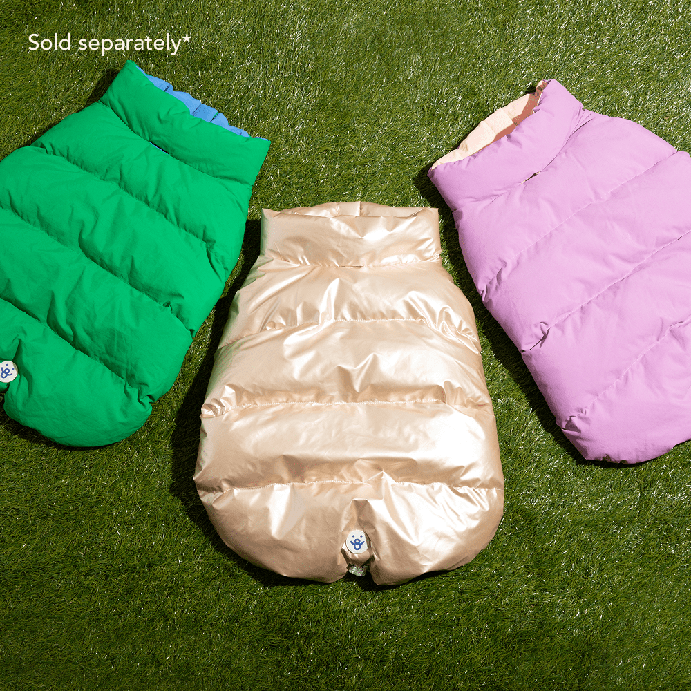 Oodles Green Quilted Puffer Bubble Hem Fall Dog Jacket, Large