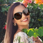 Joopin Oversized Polarized Women Sunglasses, Ladies Vintage Big Frame Sun Glasses Shades (Leopard Brown)