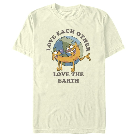 Men's Catdog Love the Earth Graphic Tee Beige Small