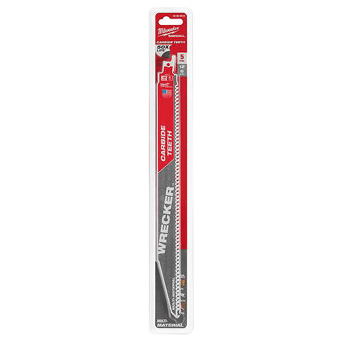 Milwaukee Tool 12" 6 TPI THE WRECKER(TM) with Carbide Teeth SAWZALL(R) Blade 5 PK