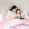 thumbnail image 4 of Manfei Initial Letter D Design King Size Comforter Sets,Abstract Line Art Comforters King Size,Pink Reversible,3-Piece,1 Comforter and 2 Pillowcases, 4 of 7