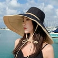 thumbnail image 4 of Yuanlong Womens Sun Hats UV Protection Tie Detail Wide Brim Visor Hat Early Spring Summer Beach Wear Comfortable Large Cap, 4 of 4