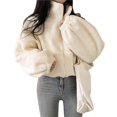 thumbnail image 3 of Women Fleece Zip Up Jacket Cute Y2K Winter Warm Trendy Crop Coat Shacket Outerwear Aesthetic Clothes Color M, 3 of 10