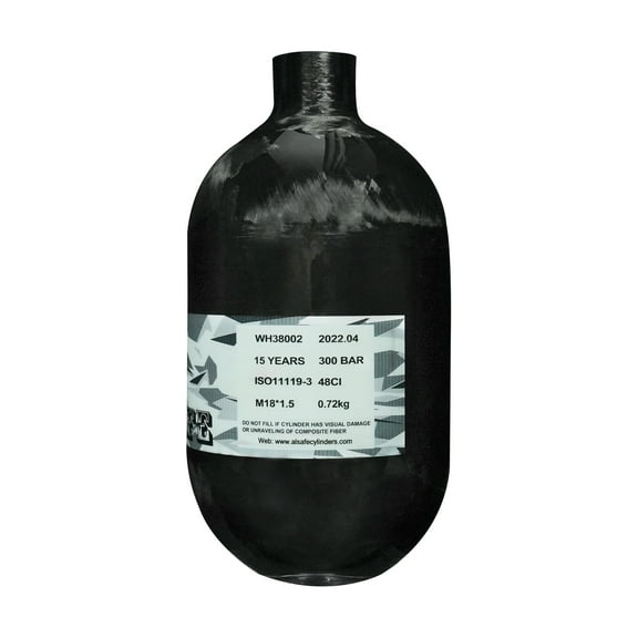 TUXING PCP Carbon Fiber HPA Tank - 48Ci/0.8L 4500Psi LITE, Gas Cylinder, Paintball Hunting for PCP Air Rifle Gun Daystate and FX Thread M18 * 1.5