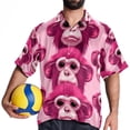 thumbnail image 4 of Pink Monkey Gorilla Men's Short Sleeve Poplin Button Down Shirts - Casual Printed Summer Beach Tops for Men, 4 of 6