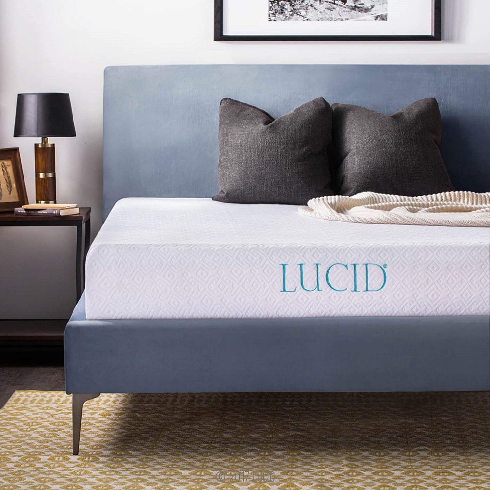 LUCID 10 Inch 2019 Gel Memory Foam Mattress Medium Firm Feel
