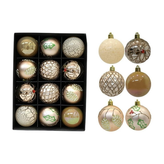 Jvbtvb 12Pcs Christmas Tree Ball Ornaments Set, 6cm Shatterproof Metallic Finish Decorations, Holiday Glittering Hanging Balls for Xmas Party Home Decor
