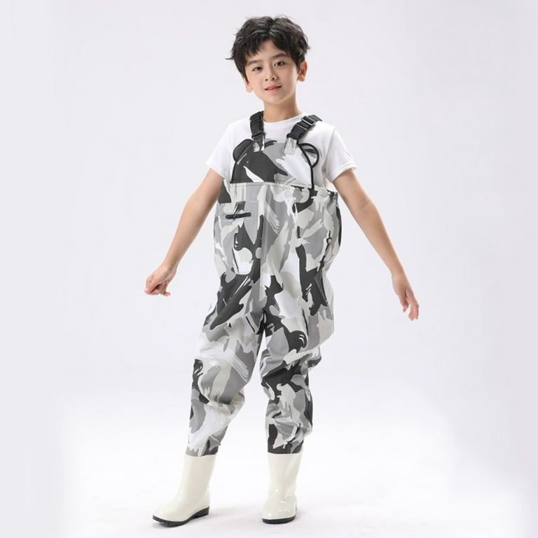 Ydojg Toddler Baby Bodysuits Kids Chest Waders Youth Fishing Waders for Children Water Proof Camo & Fishing Waders with Boots 11-12 Years, Infant