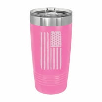 PrecisionNC American Flag United States Pride Engraved Stainless Steel Travel Mug Tumbler with Lid 20 ounce Pink