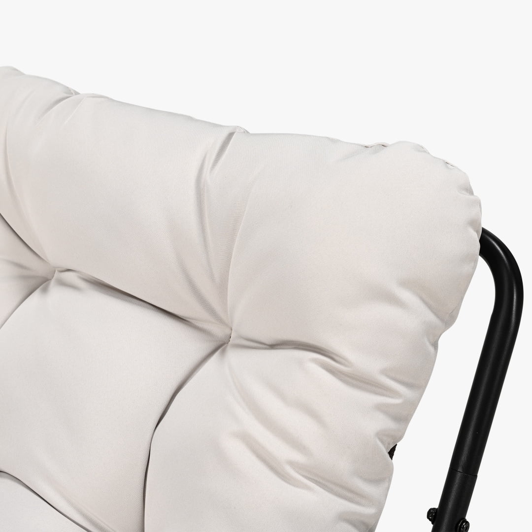 Metal Comfy Modern Patio Rocking Chair, Off-white