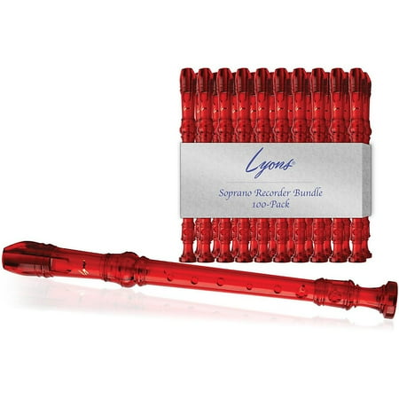Red Hot Recorder - Lyons Soprano Recorder Value Bundle 100-Pack Transparent Red