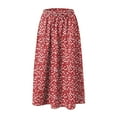 thumbnail image 6 of vigerkar Women's Midi Skirts High Waisted Pleated A-Line Swing Skirts Summer Floral Long Skirts with Pockets Red, M, 6 of 6