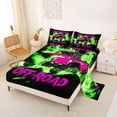 thumbnail image 2 of Castle Fairy Neon Off-Road Truck Full Size Sheets 4-Piece for Boys, Lightning Motion Art Bed Sheets for Bedroom, Pink Green, 2 of 6
