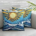 thumbnail image 3 of Orinice Sun Clouds Waves Graphic Decorative Cushion Throw Pillow Cover for Home Couch Living Room Bed Sofa 24x24in, 3 of 5
