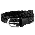 thumbnail image 4 of Falari Women's Leather Braided Belt Stainless Steel Buckle 6007 Black XX-Large, 4 of 7